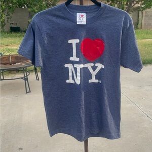 I love NY unworn tee shirt in Heather blue and Red